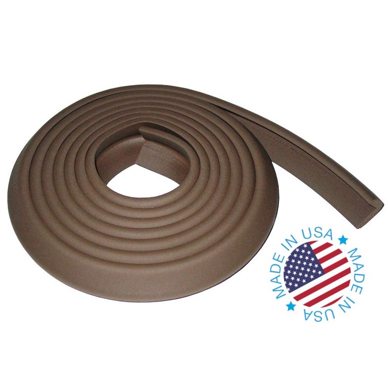 KidKusion Baby Proof Edge Cushion Protector | Made in USA | Foam Rubber Furniture and Fireplace Edge Guard Bumper | Brown | 12 Ft | Tape Included - Image 2